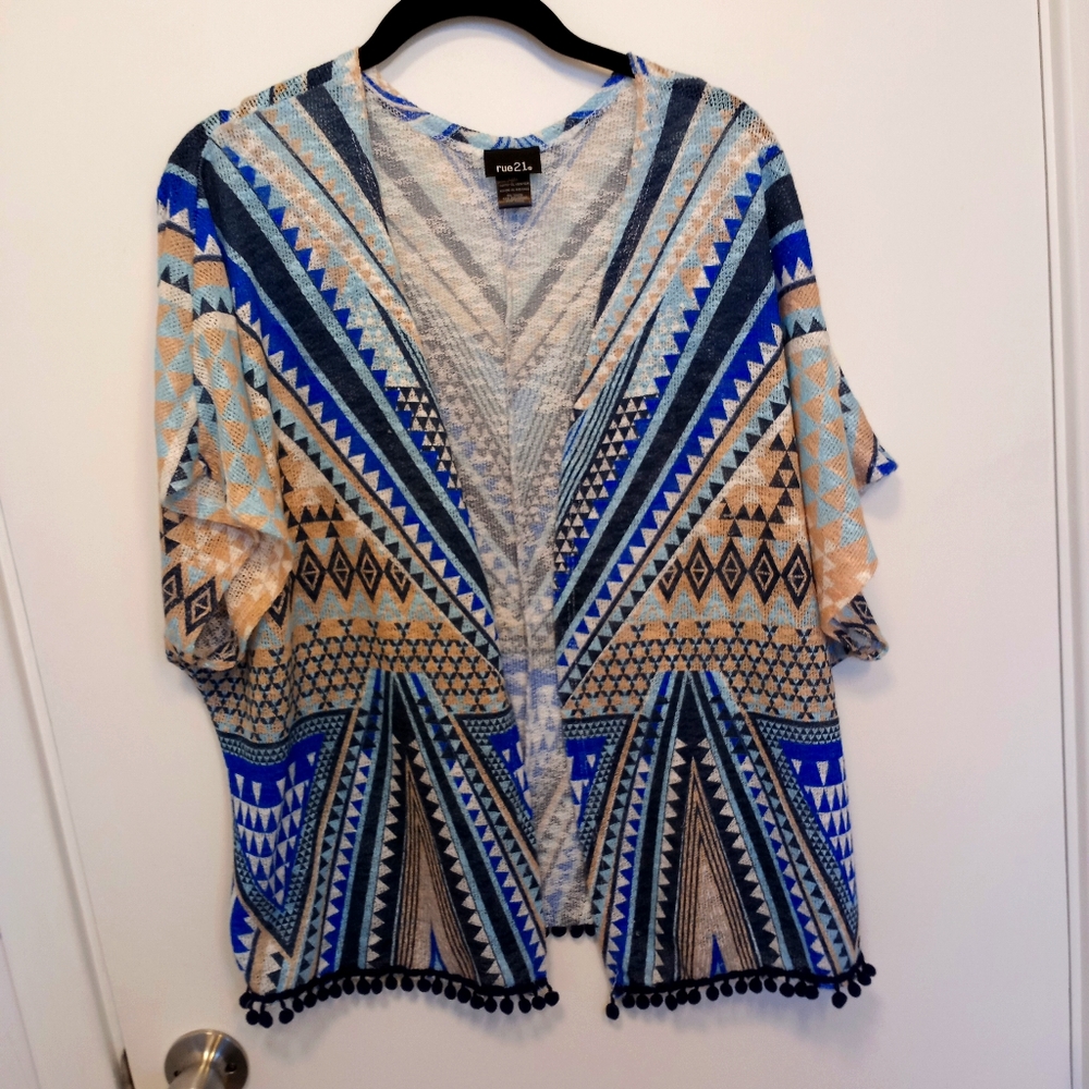 Short Sleeve Open Front Sweater Shirt